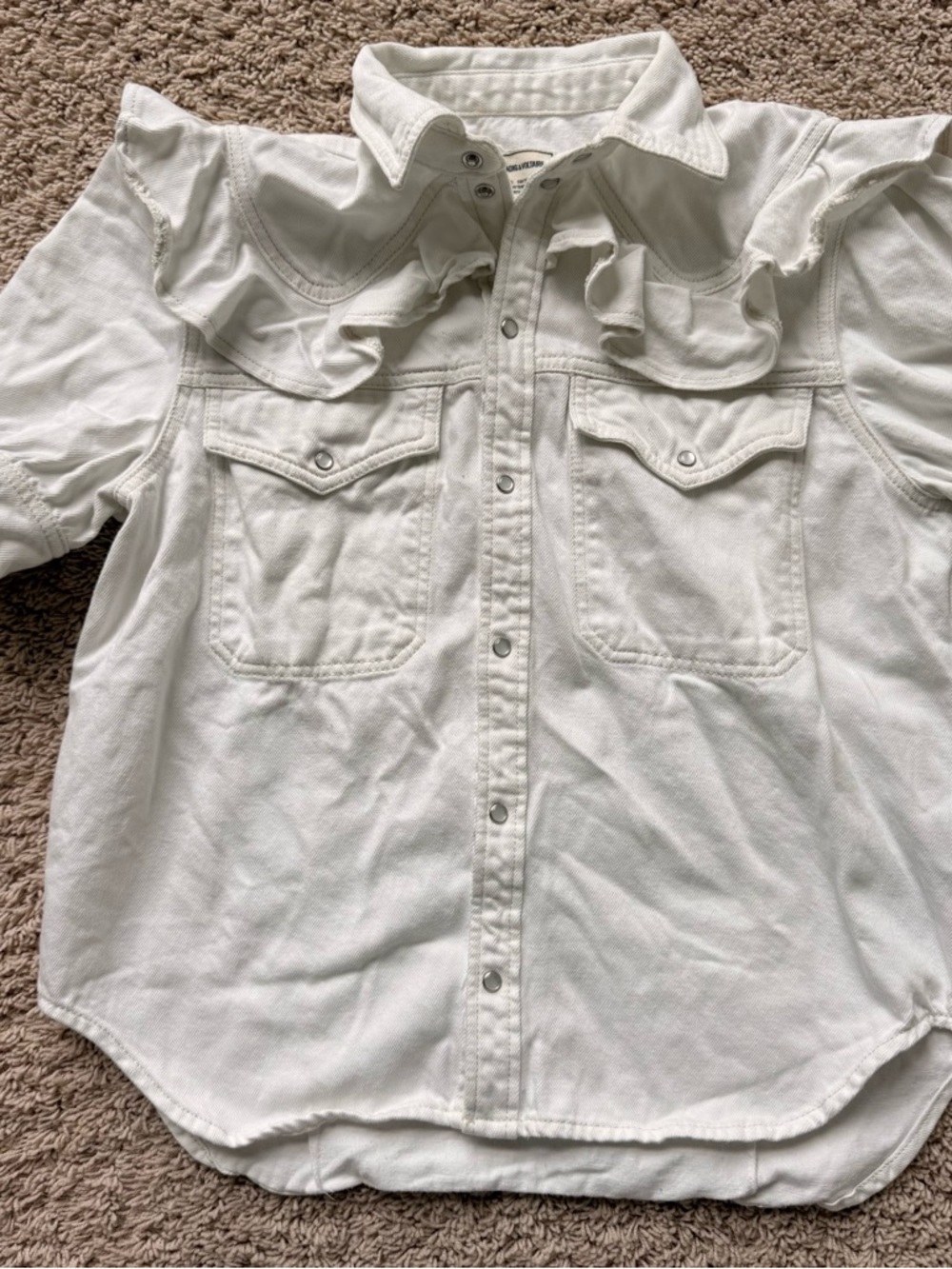 Zadig & Voltaire White Snap-Front Shirt with Label Detail